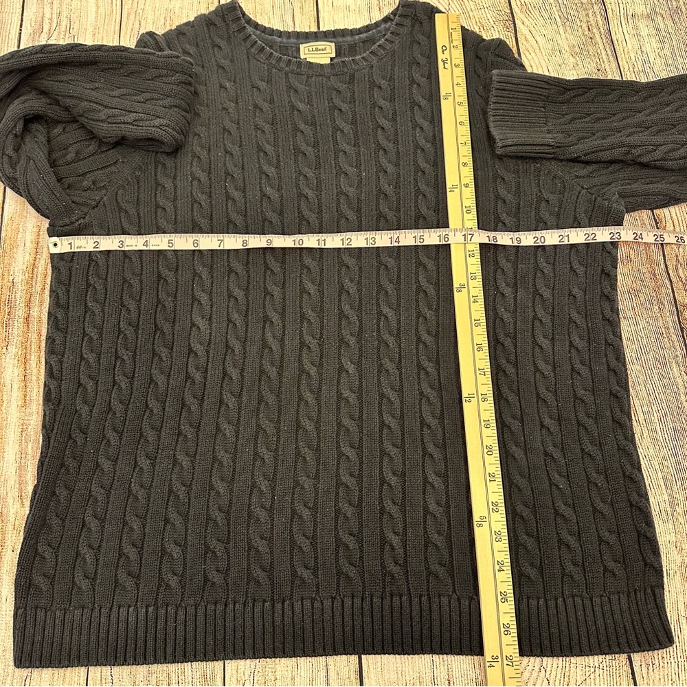 L.L. Bean Women’s Crewneck Sweater Size 2X Dark Gray Cable Knit Fisherman Preppy - Picture 4 of 5